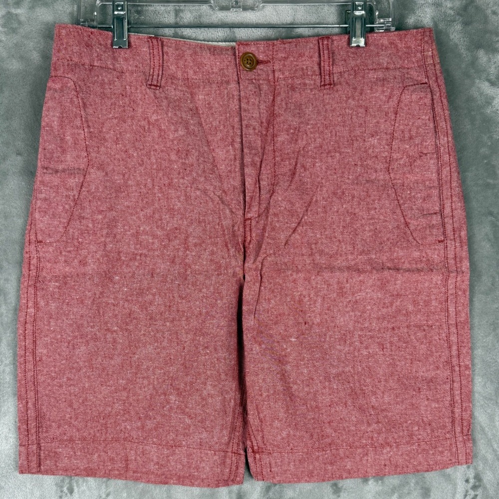 J Crew‎ 35W Linen Cotton Beach Short Red Heathered Khaki Shorts Size NWT 35